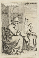 TvB G 2603
<br/>
Zittende vrouw die stoffen verkoopt
<br/>
<em>Savery, Salomon (1594/1593-1683)</em>